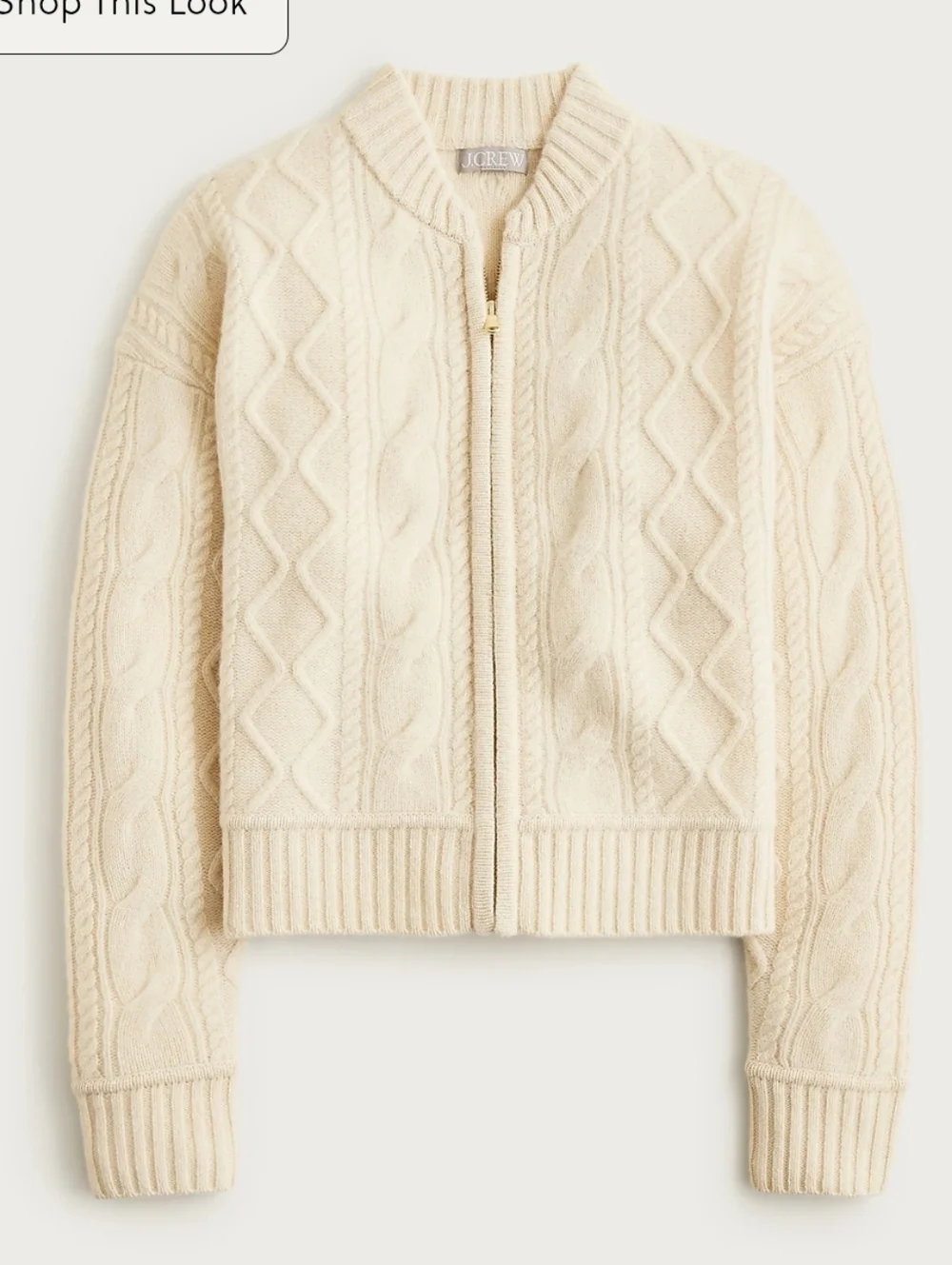 NWT J. Crew Wool cable-knit bomber jacket